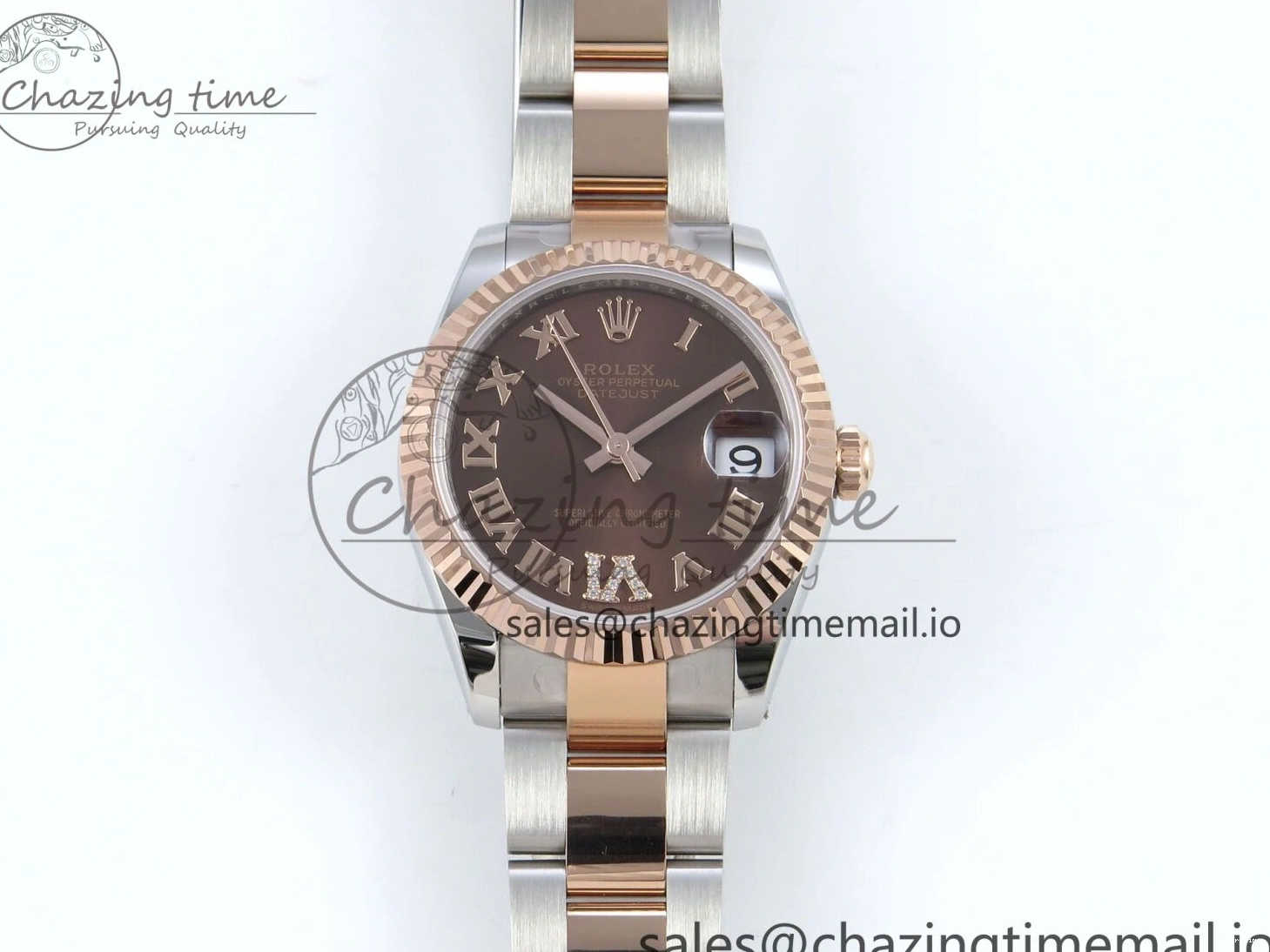 MiroTime 0504 DateJust 31 278271 ARF 1:1 Best Edition 904L Steel Brown Roman Diamonds Dial on SS RG Oyster Bracelet ETA SmartChoice 520
